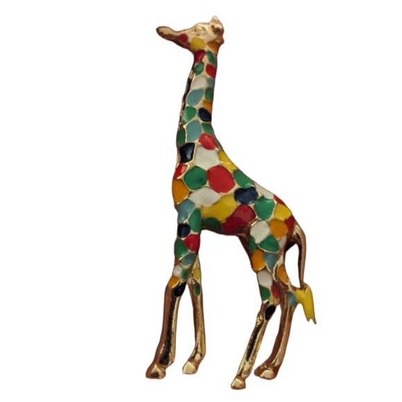 Colorful Enamel Giraffe Brooch Pin - Picture 1 of 6